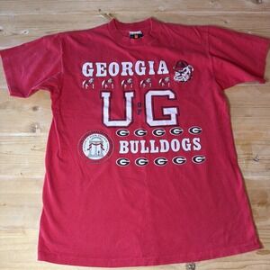 VTG Georgia Bulldogs Shirt Mens Large Red Single Stitch Football 90s USA NCAA